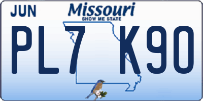 MO license plate PL7K9O