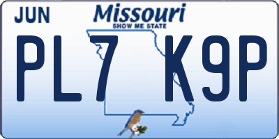 MO license plate PL7K9P