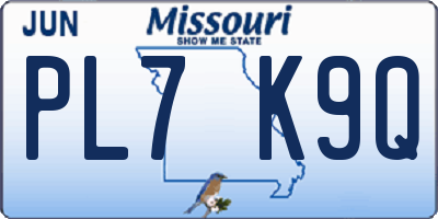 MO license plate PL7K9Q