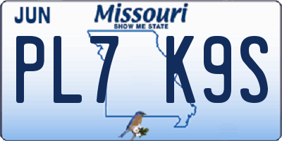 MO license plate PL7K9S