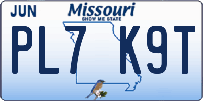 MO license plate PL7K9T