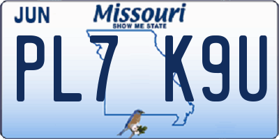 MO license plate PL7K9U