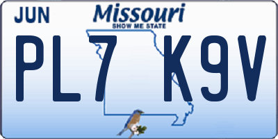 MO license plate PL7K9V