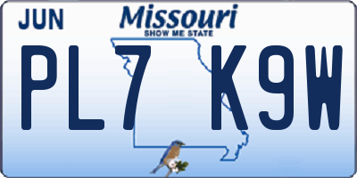 MO license plate PL7K9W