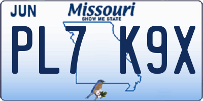 MO license plate PL7K9X