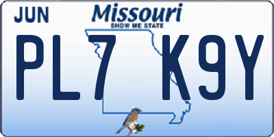 MO license plate PL7K9Y