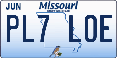 MO license plate PL7L0E