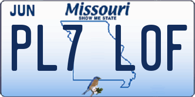 MO license plate PL7L0F