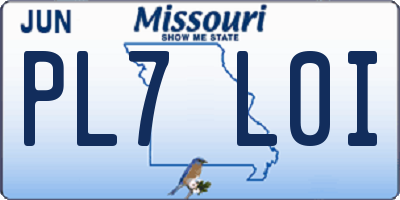 MO license plate PL7L0I