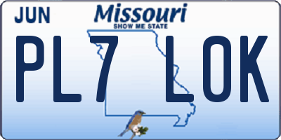 MO license plate PL7L0K