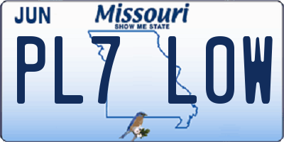 MO license plate PL7L0W