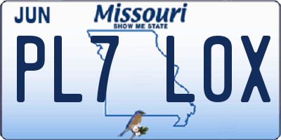 MO license plate PL7L0X