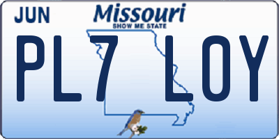MO license plate PL7L0Y