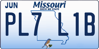 MO license plate PL7L1B