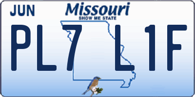 MO license plate PL7L1F