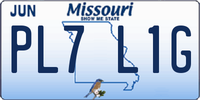 MO license plate PL7L1G