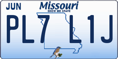 MO license plate PL7L1J