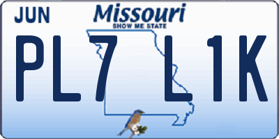 MO license plate PL7L1K