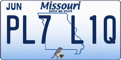 MO license plate PL7L1Q