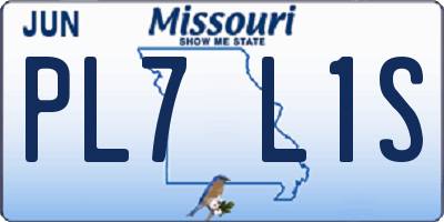 MO license plate PL7L1S