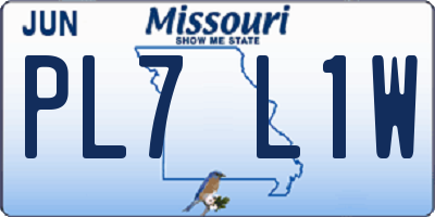 MO license plate PL7L1W
