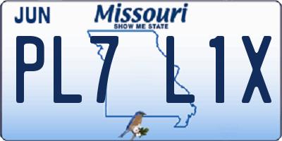 MO license plate PL7L1X