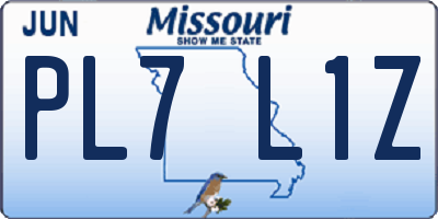MO license plate PL7L1Z