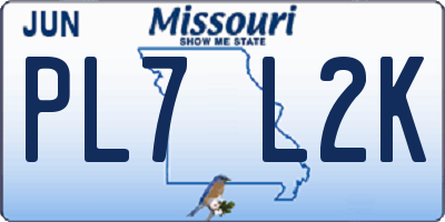 MO license plate PL7L2K