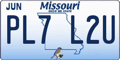 MO license plate PL7L2U