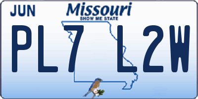 MO license plate PL7L2W