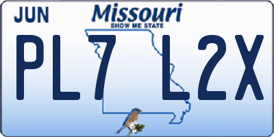 MO license plate PL7L2X