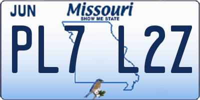 MO license plate PL7L2Z