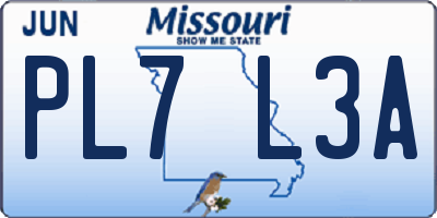 MO license plate PL7L3A