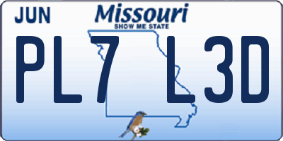MO license plate PL7L3D