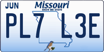 MO license plate PL7L3E