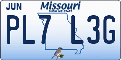 MO license plate PL7L3G