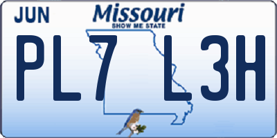 MO license plate PL7L3H