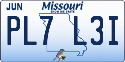 MO license plate PL7L3I