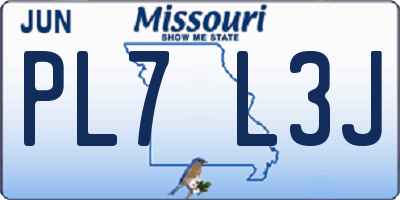 MO license plate PL7L3J