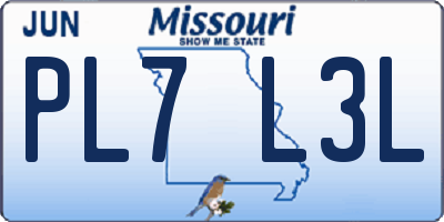 MO license plate PL7L3L