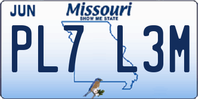 MO license plate PL7L3M
