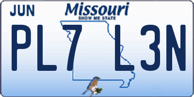 MO license plate PL7L3N