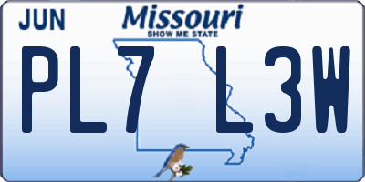 MO license plate PL7L3W