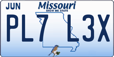 MO license plate PL7L3X