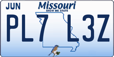 MO license plate PL7L3Z