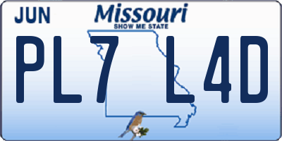 MO license plate PL7L4D