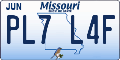MO license plate PL7L4F