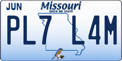 MO license plate PL7L4M