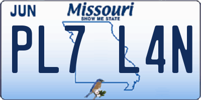 MO license plate PL7L4N