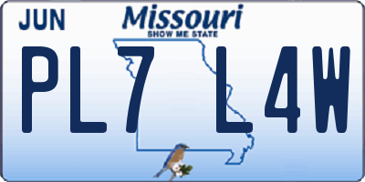 MO license plate PL7L4W